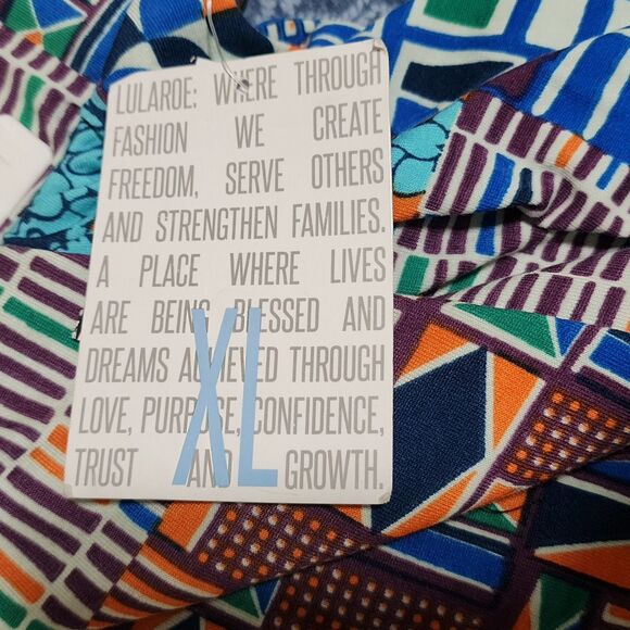 NWT LuLaRoe Madison Pleated Pull-On Skirt Green Blue Brown Orange Jersey Size XL - Picture 4 of 10